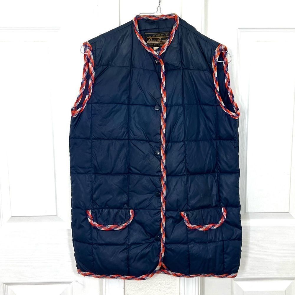 Vintage 80’s Eddie Bauer Blue Goose Down Puffer Vest Navy Blue Size S